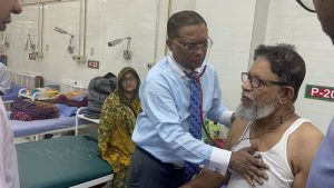 a cardiac surgeon checking the patient's heat